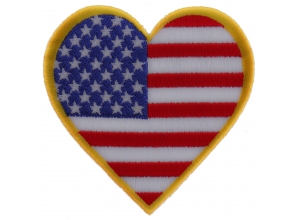 Gold Border Love US Flag Heart Patch | Embroidered Patches