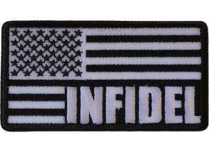 Infidel American Flag Black White Patch | US Military Veteran Patches