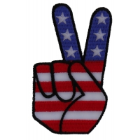 Peace Hand Sign with American Flag Patch