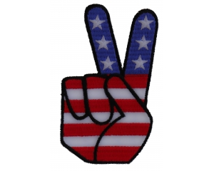 Peace Hand Sign with American Flag Patch
