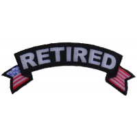 Retired Small Rocker Patch With American Flag Tips | US Military Veteran Patches