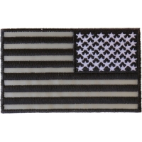 Reversed American Flag Black And Reflective 4 Inch Patch | Embroidered Patches