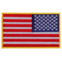 Reversed US Flag Patch 4 Inch Yellow Border | Embroidered Patches