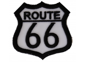 Route 66 White Patch Small | Embroidered Biker Patches