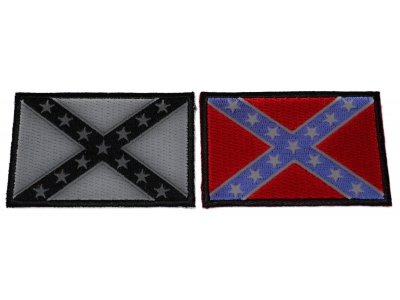 Set of 2 Rebel Flag Patches in Color and Black and Gray