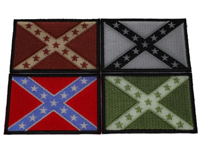 Set of 4 Rebel Flag Patches in Different Colors