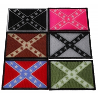 Set of 6 Confederate Flag Patches in Different Colors
