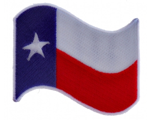 Texas Waving Flag White Border Patch | Embroidered Patches