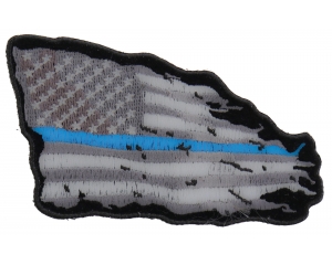 Thin Blue Line American Tattered Flag Patch