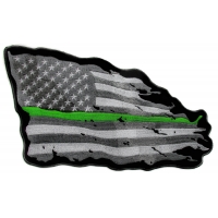 Thin Green Line American Tattered Flag Large Back Patch