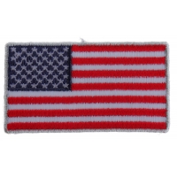 US Flag Patch Silver Border 2.5 Inch
