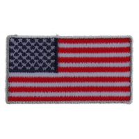 US Flag Patch Silver Border 2 Inch