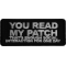 You Read My Patch That's Enough Social Interaction for One Day Patch