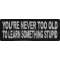 You're Never Too Old To Learn Something Stupid Funny Iron on Patch