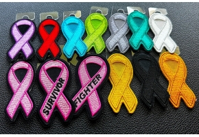 Iron on Patches Embroidered with Cancer Awareness Ribbons