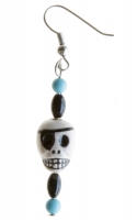 Black And Turquoise Peruvian Bead Skull Ear Ring