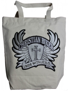 Christian Biker Large Canvas Bag With Patch
