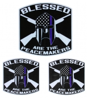 Blessed Are The Peacemakers Thin Blue Line Spartan Helmet Police Sticker