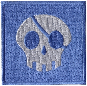 Blue And White One Eyed Skull Kids Patch