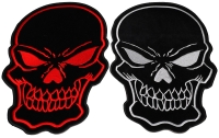 Black and Red and White Large Skull Back Patches set of 2 Black and Red and White Large Skull Back Patches set of 2