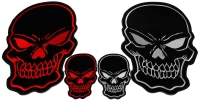 Black and White and Red Skulls Small and Large Set of 4 Patches Black and White and Red Skulls Small and Large Set of 4 Patches