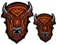 Brown Buffalo Head Small and Medium set of 2 Patches