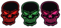 Colorful Black Skulls with Pink Green and Red Embroidery set of 3 Patches Colorful Black Skulls with Pink Green and Red Embroidery set of 3 Patches