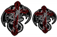 Dragon Skeleton and Cross Small and Medium 2 Piece Patch Set Dragon Skeleton and Cross Small and Medium 2 Piece Patch Set