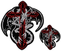 Dragon wrapped around Red Cross Small and Large 2 Piece Patch Set Dragon wrapped around Red Cross Small and Large 2 Piece Patch Set