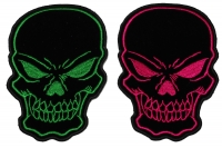 Green and Pink Skulls Set of 2 Patches Green and Pink Skulls Set of 2 Patches
