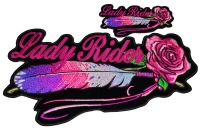 Lady Rider Patches 2 Piece Pink Feather And Rose Small And Large Patch Set Lady Rider Patches 2 Piece Pink Feather And Rose Small And Large Patch Set