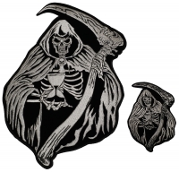Large and Small Reaper Skull with Sand Clock set of 2 Patches Large and Small Reaper Skull with Sand Clock set of 2 Patches