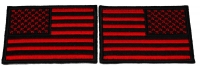 Red And Black 3 Inch Left And Right American Flag Patch Set | Embroidered Patches