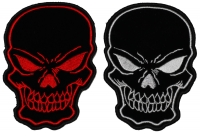 Red and White Embroidered Skulls set of 2 Patches Red and White Embroidered Skulls set of 2 Patches