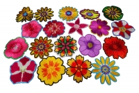 Set of 19 Small 3 inch Embroidered Iron on Flower Patches