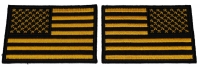 Set of 2 Black and Yellow American Flag Patches in Regular and Reversed