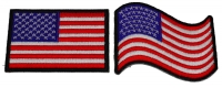 Set of 2 Black Border US Flag Patches Rectangular and Waving Set of 2 Black Border US Flag Patches Rectangular and Waving