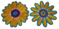 Set of 2 Blue and Yellow Flower Patches