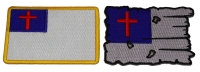 Set of 2 Christian Flag Patches Tattered and Regular Set of 2 Christian Flag Patches Tattered and Regular