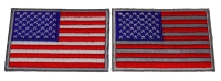 Set of 2 Gray Bordered US Flag Patches Reflective and White Stripes Set of 2 Gray Bordered US Flag Patches Reflective and White Stripes