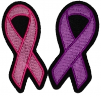 Set of 2 Pink and Purple Ribbon Breast Cancer Patches