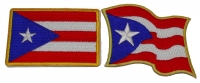 Set of 2 Puerto Rico Flag Patches Waving and Rectangular Set of 2 Puerto Rico Flag Patches Waving and Rectangular