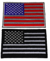 Set of 2 Reflective Stripe American Flag Patches in Color and Black and White Set of 2 Reflective Stripe American Flag Patches in Color and Black and White