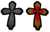 Set of 2 Small Christian Cross Patches in Gray and Color