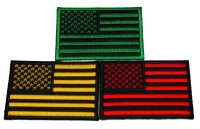 Set of 3 American Flag Patches in Green Yellow and Red Stripes and Stars Set of 3 American Flag Patches in Green Yellow and Red Stripes and Stars