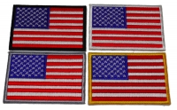 Set of 4 Different Border Colored American Flag Patches in Red White and Blue Set of 4 Different Border Colored American Flag Patches in Red White and Blue