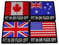 Set of 4 Fit in Or Fuck Off Flag Patches