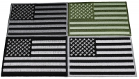 Set of 4 Monochrome American Flag Patches 5 inches