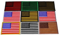 Set of 9 American Flag Patches in Different Color Combinations