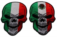 Skull Patches with Mexican and Italian Flags